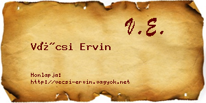 Vécsi Ervin névjegykártya